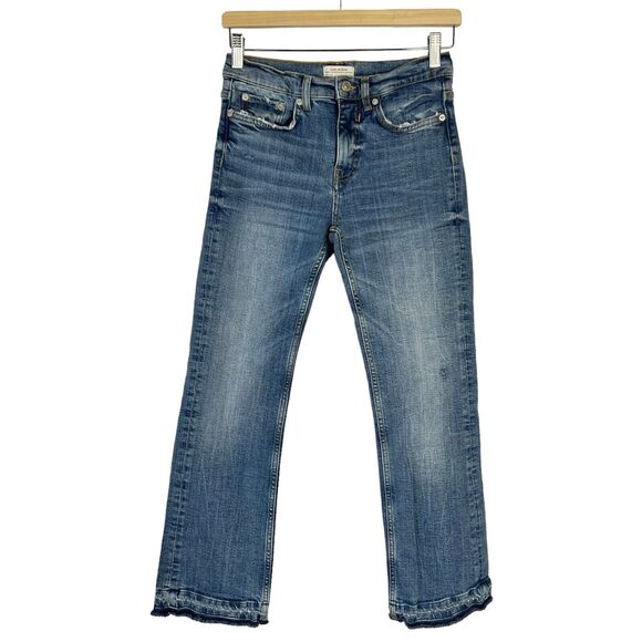 Zara Denim - Zara Premium Denim Women's Size 2 Raw Hem Stitch Detail Jeans Mid Rise